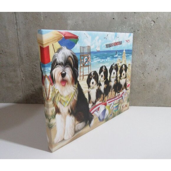 Beach of Bernedoodles Dog Canvas Wall Art Home Decor 11x14 - Picture 2 of 4